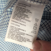 Chemise Nautica L Bleu Carreaux 100% Coton Made in Mauritius Manches courtes