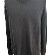 Pull Tommy Hilfiger Homme Col V Noir Coton et Cachemire - Taille XXL