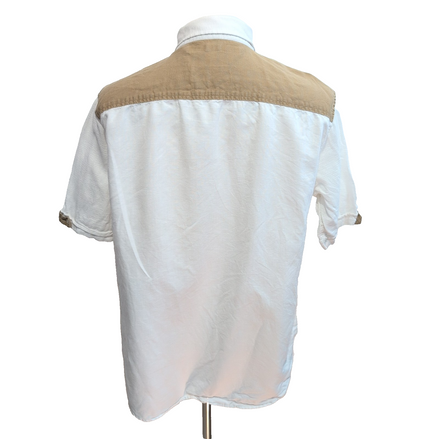 Chemise Sean John Popover XL Lin Coton Blanche 2 Poches Manches Courtes