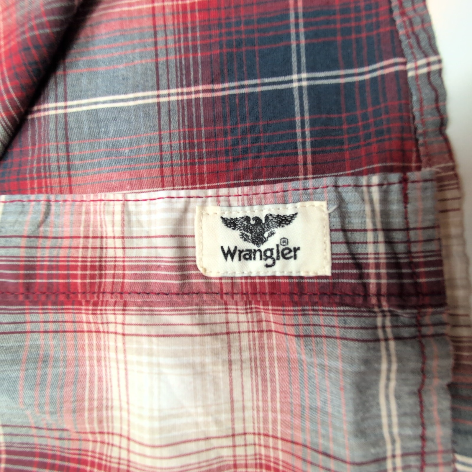 Chemise Wrangler Comfort Flex Stretch à Carreaux Bleu Blanc Rouge Taille M