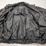 Vintage Leather Bomber Jacket Patchwork Black XL Napoline Coat Veste |48c