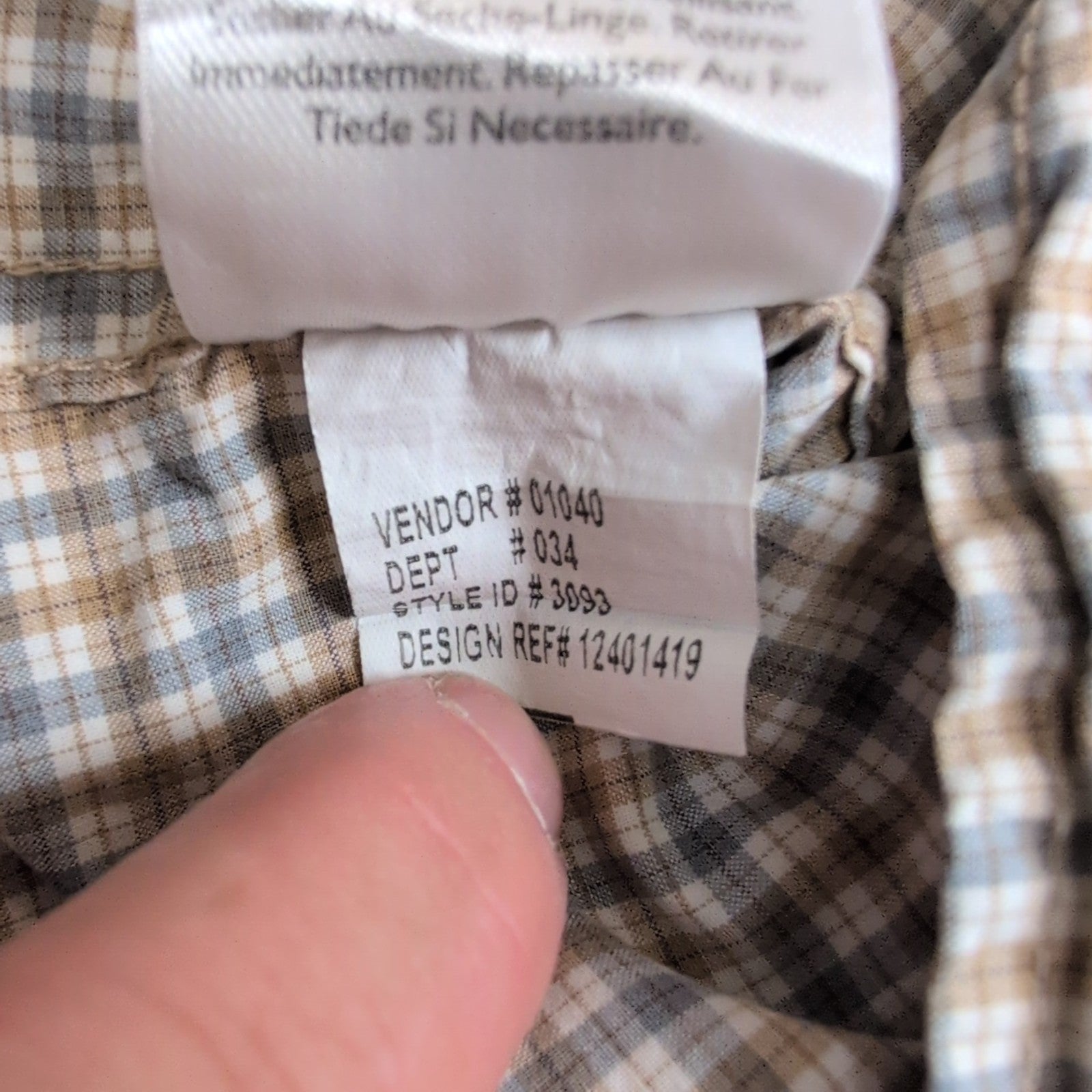 Chemise Eddie Bauer crème à carreaux 2 poches boutons à pression taille L #216e