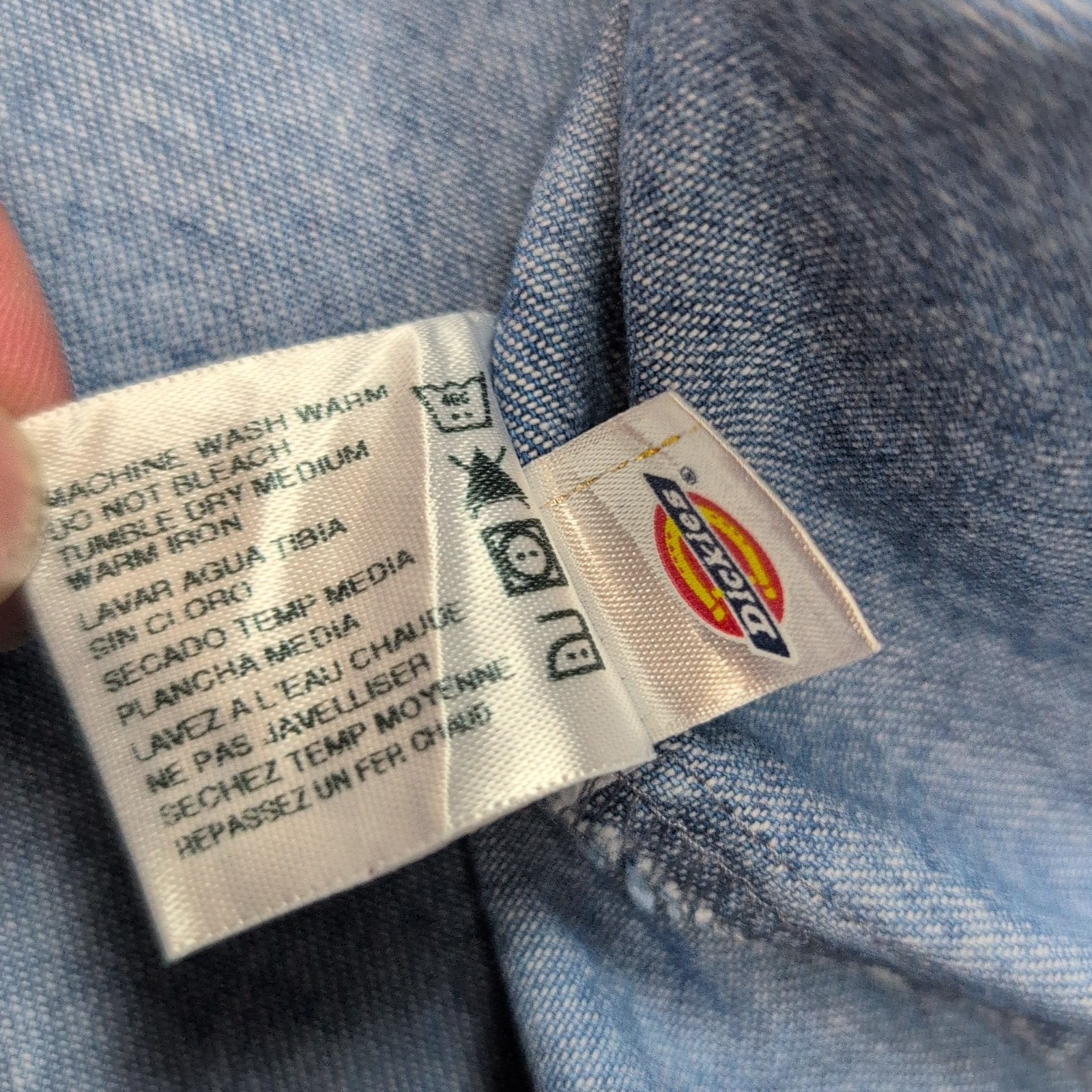 Chemise Dickies L Jean Bleu 100% Coton Poche Logo Manches Longues