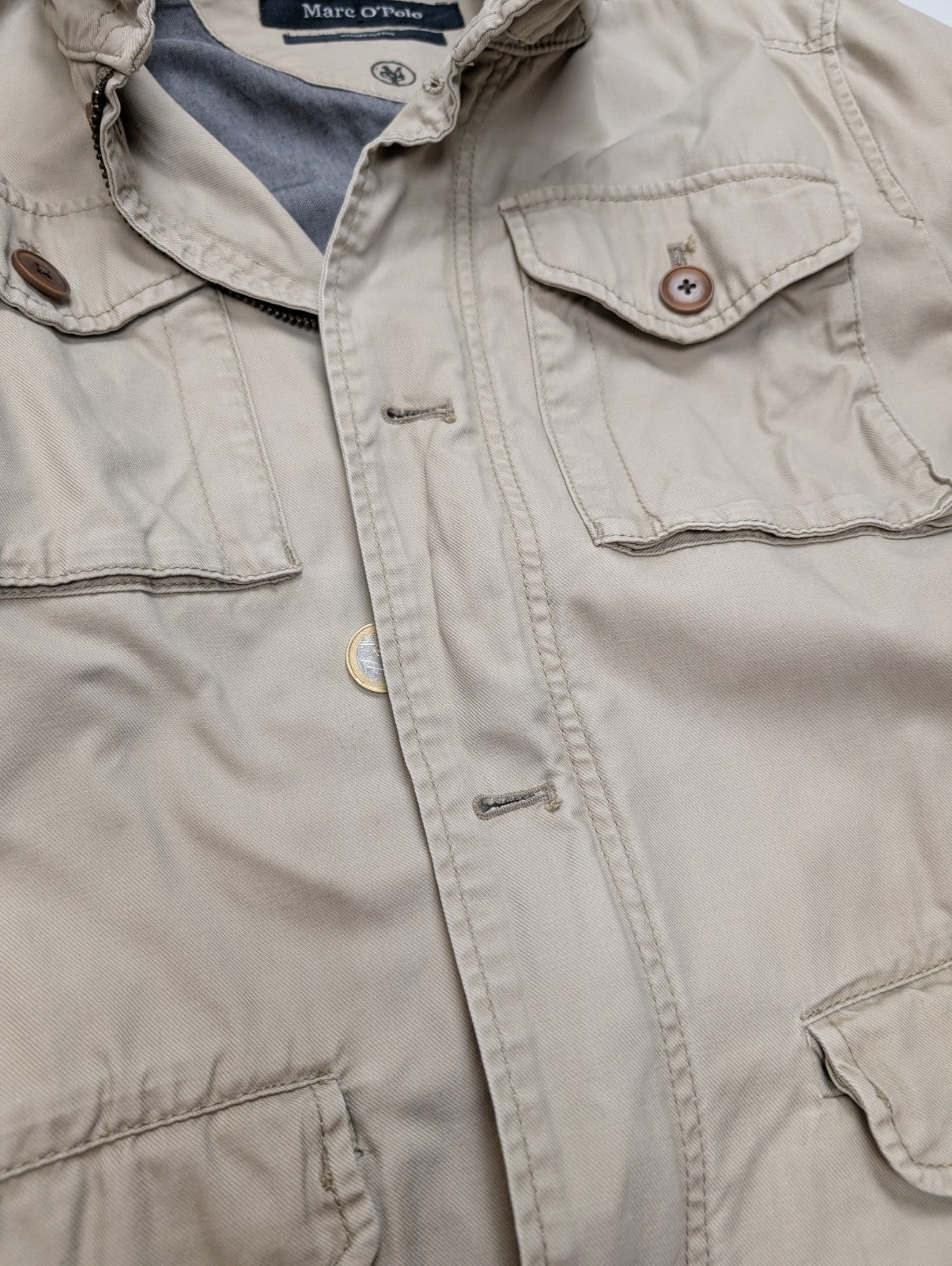 Marc O'Polo Veste Blouson Coton Crème Beige M Capuche Col Field Jacket | 313BSR