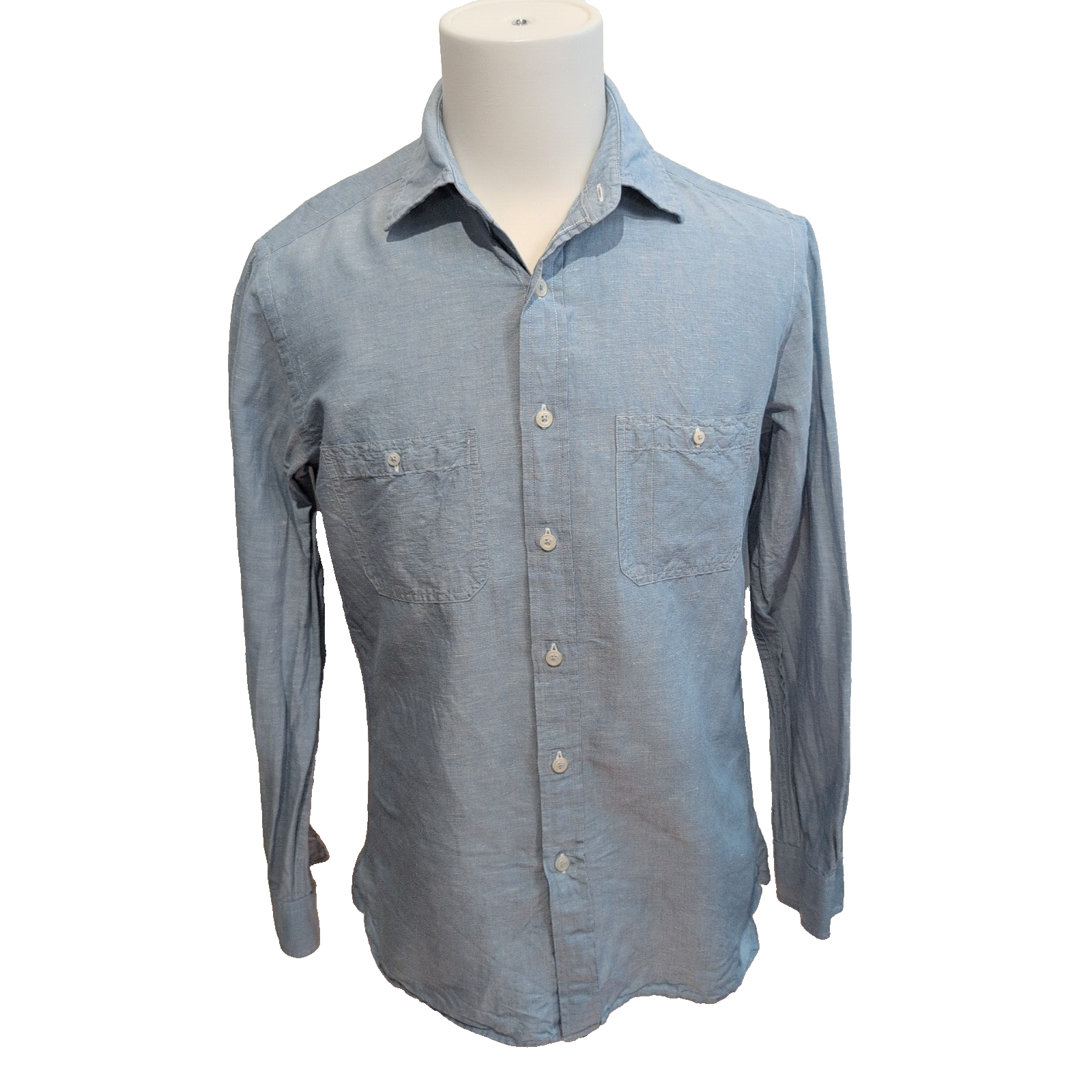 Chemise Brooks Brothers Vintage S Lin Coton Bleu 2 Poches USA manches longues