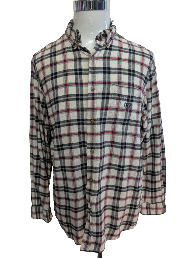 CHAPS Flanelle Rouge Noir L Logo Brodé TBE VINTAGE 100% Coton | 311S