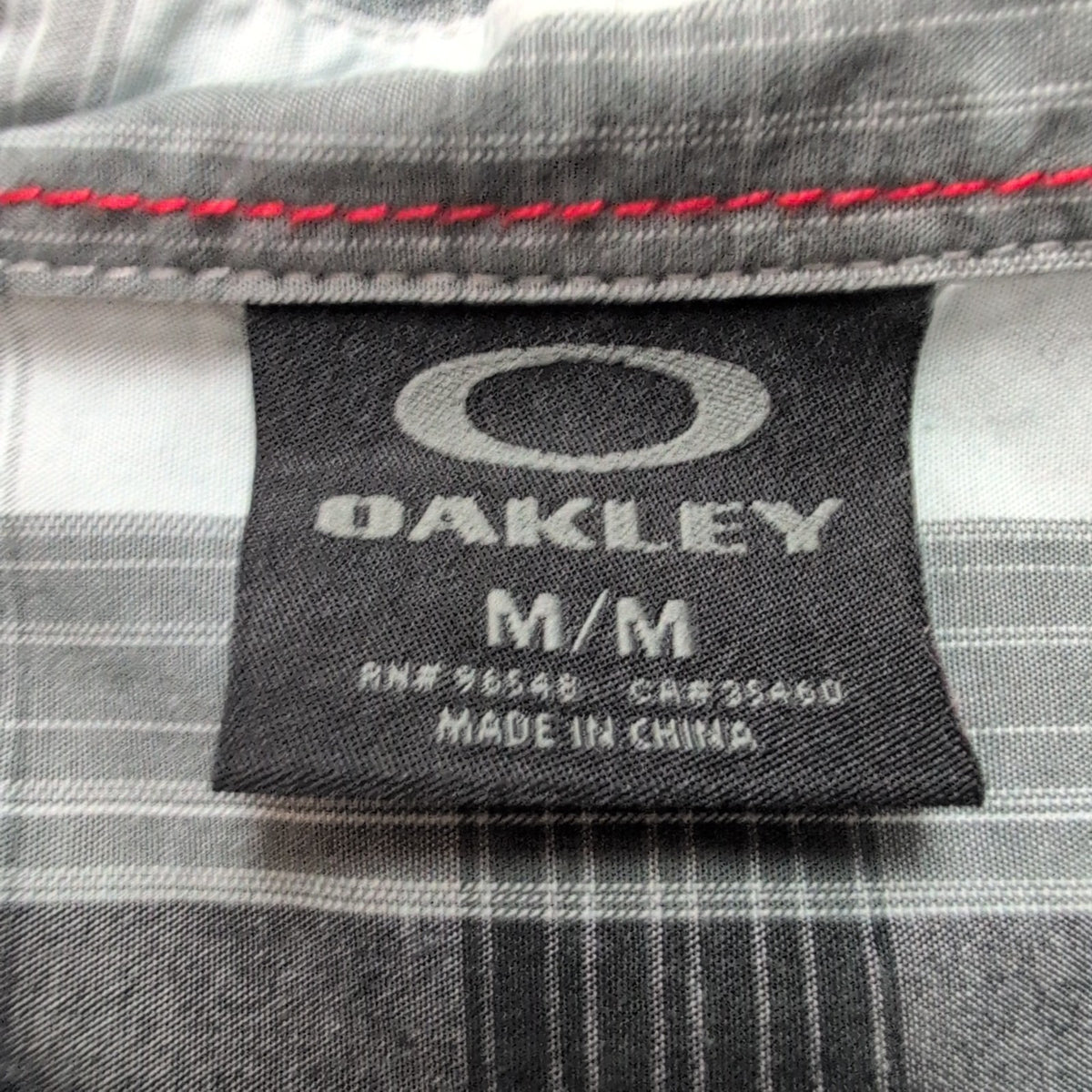 Chemise Oakley M Gris Carreaux 100% Coton Manches Courtes Logo Brodé