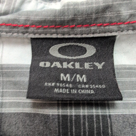Chemise Oakley M Gris Carreaux 100% Coton Manches Courtes Logo Brodé