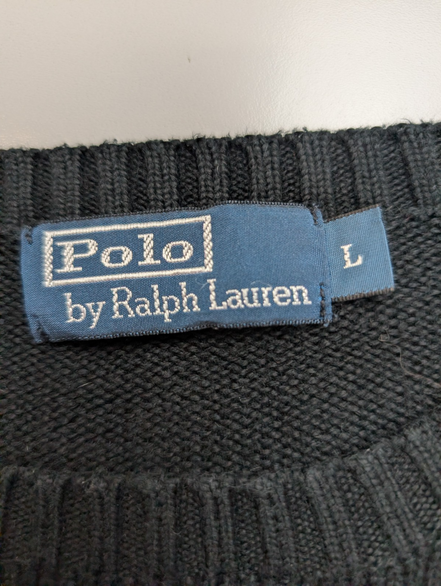 Pull Chaud Polo Ralph Lauren Bleu Marine Col Rond Taille L Logo Violet