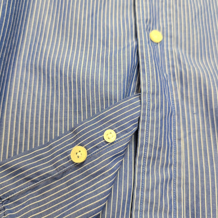 Chemise Nautica L Bleu Rayures Blanches Coton Logo Brodé Poche Mauritius