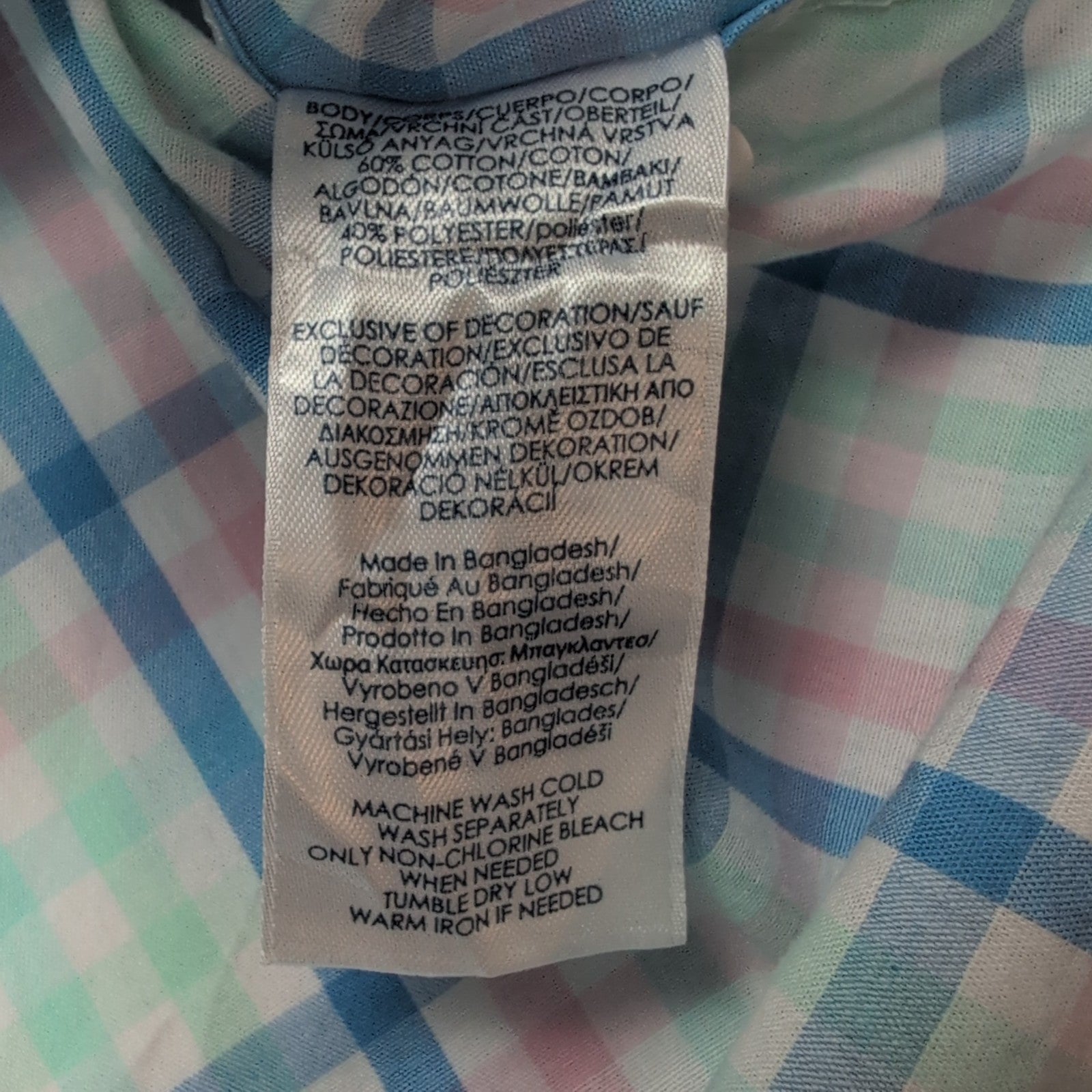 Chemise CHAPS vert bleu rose à carreaux manches courtes taille S #8e