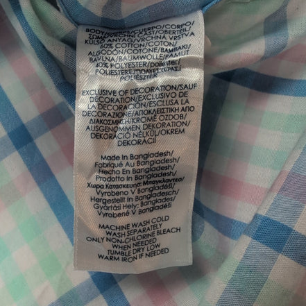 Chemise CHAPS vert bleu rose à carreaux manches courtes taille S #8e