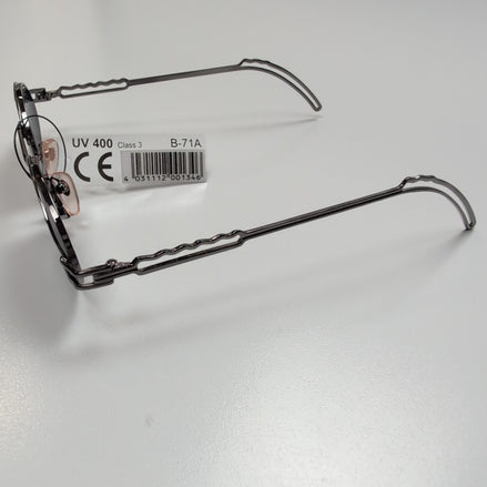 Lunettes de soleil Y2K Ovales Métal Chromé Gris Foncé Branches Fines