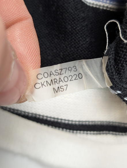 Calvin Klein Pull Femme M Coton Rayures Bleu Marine Blanc Manches 3/4 