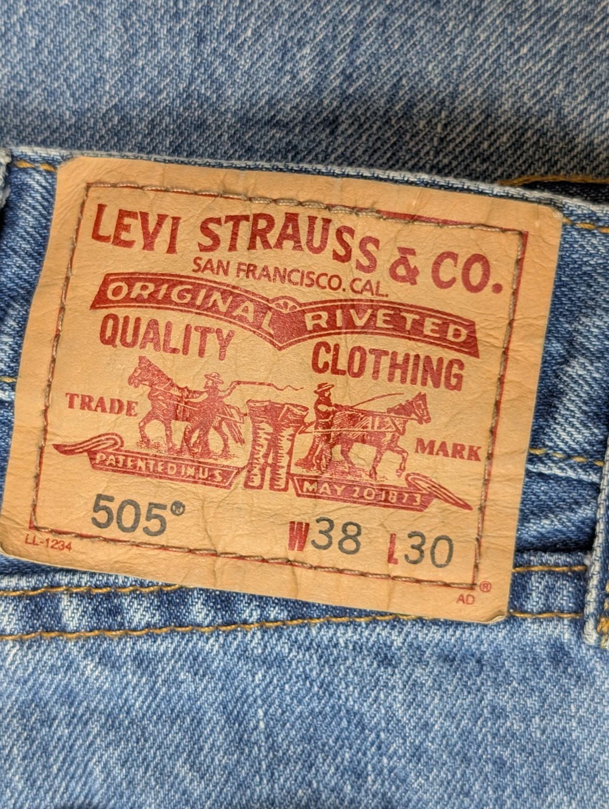 Jean Levi's 505 Regular Fit Vintage Homme W38 L30 Bleu Denim Classic Straight