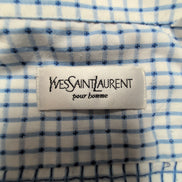 Chemise YVES SAINT LAURENT Bleu Carreaux XL Logo Brodé Manches Courtes