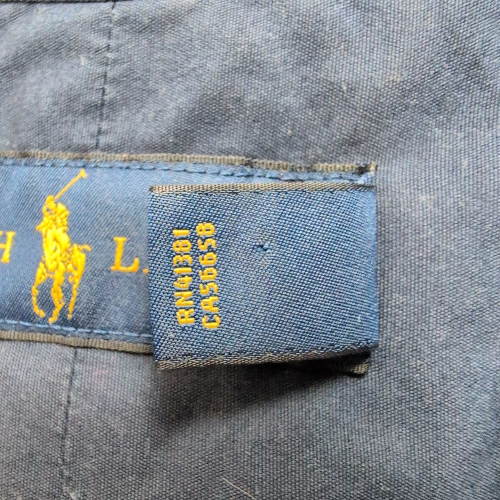 Chemise Ralph Lauren M Bleu Marine Unie Coton Manches Courtes Logo Rouge