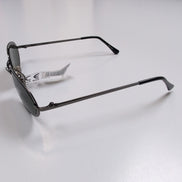 Lunettes de soleil Y2K Ovales Métal Chromé Foncé Branches Fines Verres Vert Fonc