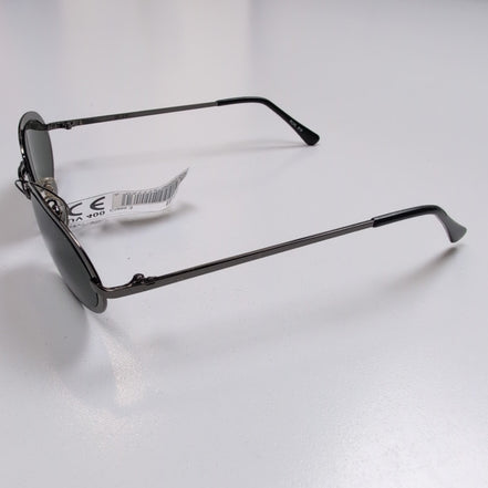 Lunettes de soleil Y2K Ovales Métal Chromé Foncé Branches Fines Verres Vert Fonc