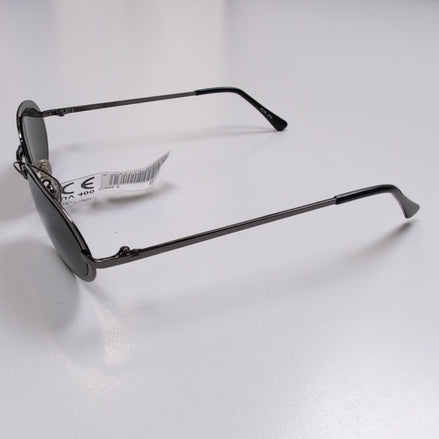 Lunettes de soleil Y2K Ovales Métal Chromé Foncé Branches Fines Verres Vert Fonc