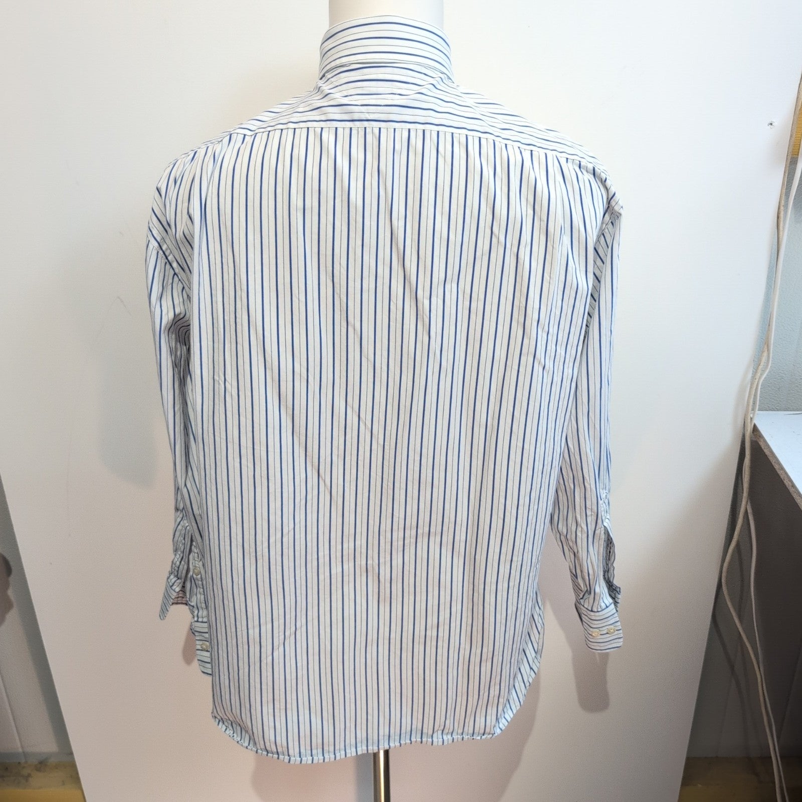 Chemise Tommy Hilfiger L Blanc Bleu Rayures Coton Regular Fit manches longues