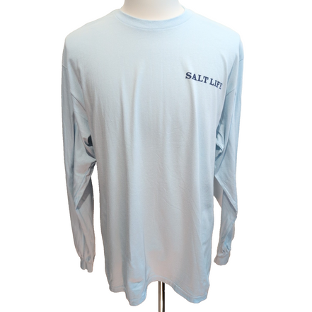 T-shirt Salt Life Bleu Clair Manches Longues Coton Taille L Surf Neuf étiquette