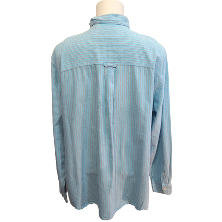 Chemise Chaps turquoise rayures blanches manches longues 1 poche XXLTG (3XL)