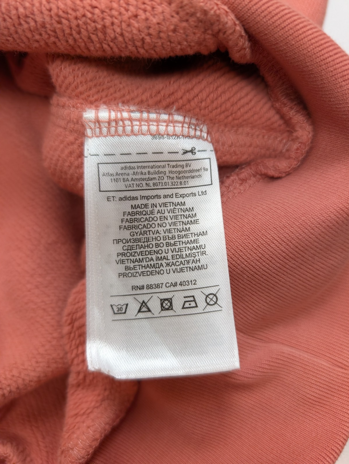 Sweat à Capuche Adidas Saumon Foncé - Coupe Oversize - Neuf - Taille XS/L