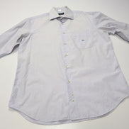 Chemise BURBERRY L Bleu Clair Logo Brodé 2 Boutons Polyester Coton manches long