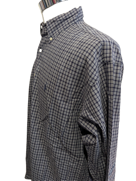Chemise Polo Ralph Lauren Shirt L XL Carreaux Bleu Marine Button Down Logo