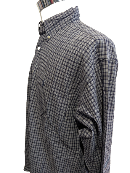 Chemise Polo Ralph Lauren Shirt L XL Carreaux Bleu Marine Button Down Logo