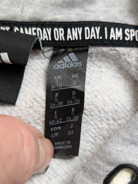 ➜ Sweat à Capuche Adidas Vintage - Logo Poitrine - Gris - Taille S