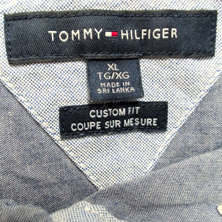 Chemise Tommy Hilfiger Manches Courtes Bleue à Poche Taille XL