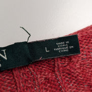 Pull LAUREN Ralph Lauren femme L coton rouge bordeaux torsadé col rond