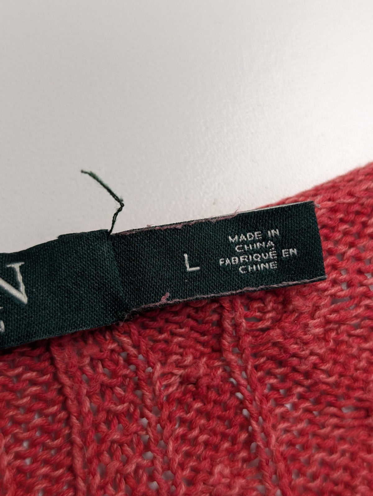 Pull LAUREN Ralph Lauren femme L coton rouge bordeaux torsadé col rond