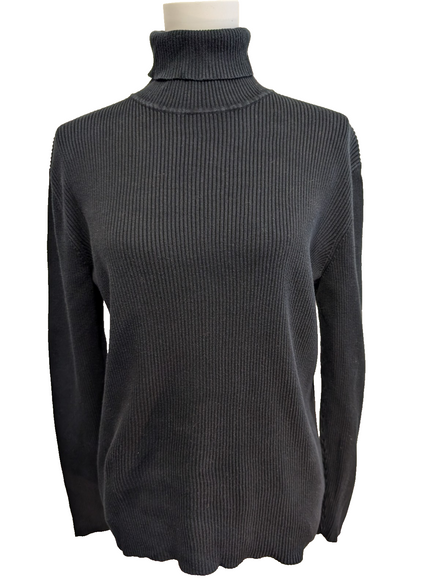Pull Lauren Ralph Lauren Femme Col Roulé Noir 100% Coton Côtelé Taille XL