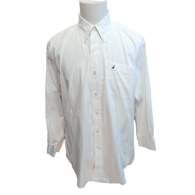 Chemise Nautica Classic Fit Taille L/XL Blanche 100% Coton Logo Brodé