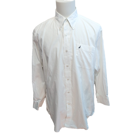 Chemise Nautica Classic Fit Taille L/XL Blanche 100% Coton Logo Brodé