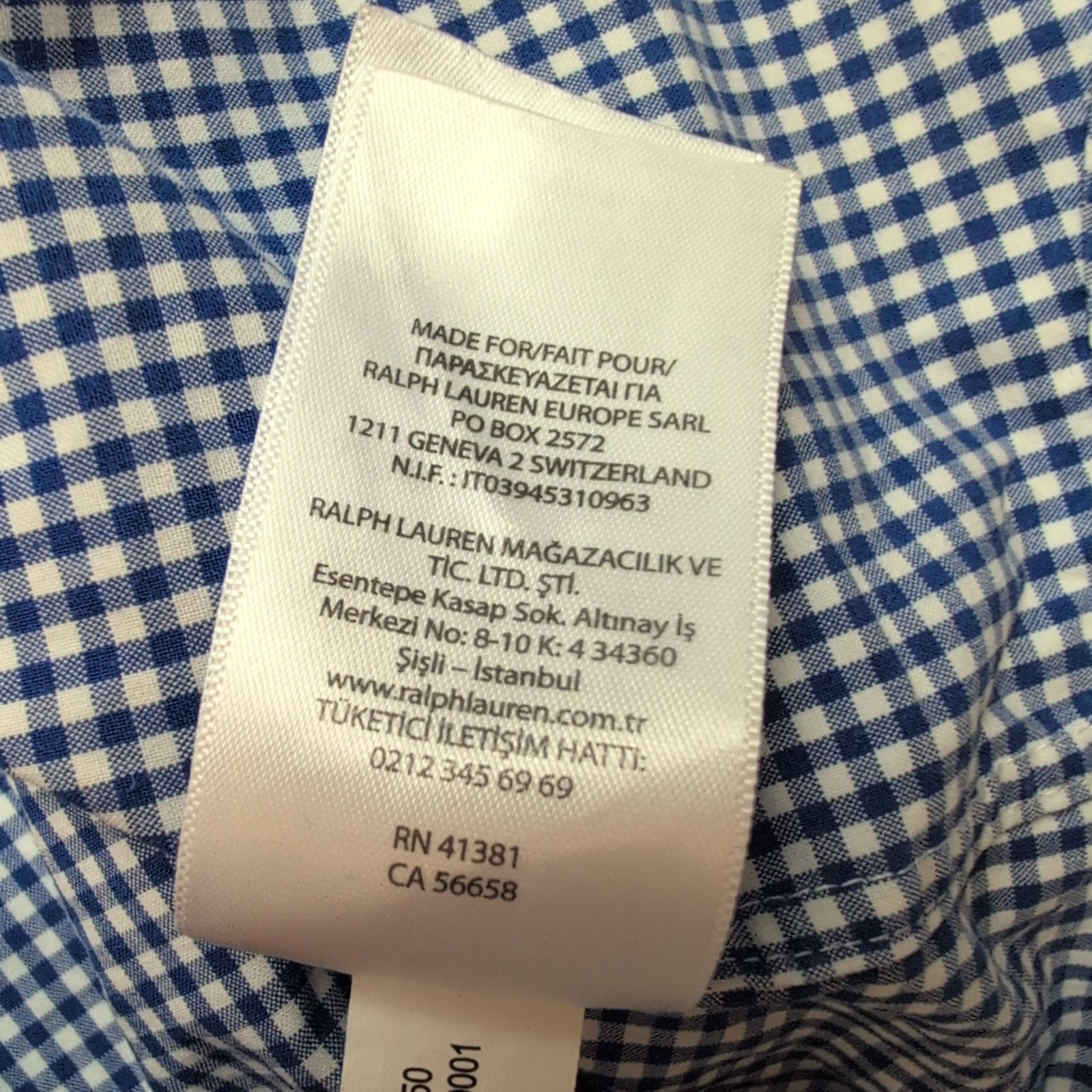 Chemise Ralph Lauren L Carreaux Bleu Blanc Logo Marine Vietnam