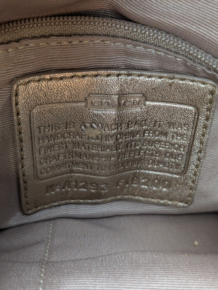 Sac Coach Signature Beige Jacquard Toile Cuir Épaule Cabas