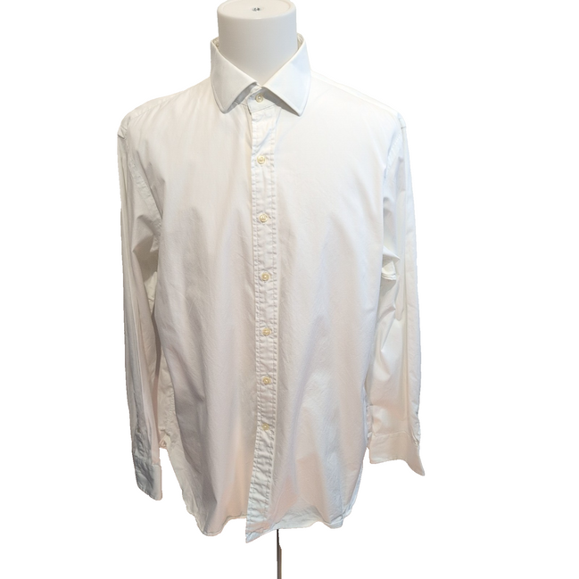 Chemise Polo Ralph Lauren XXL Blanche Unie Manches Longues Coton