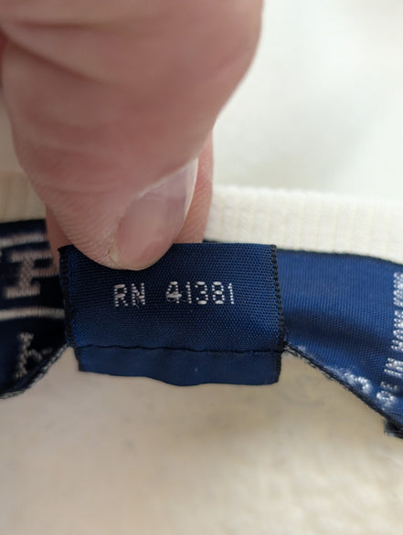 Pull Sweat Polo Ralph Lauren M blanc logo bleu brodé Made in Hong Kong