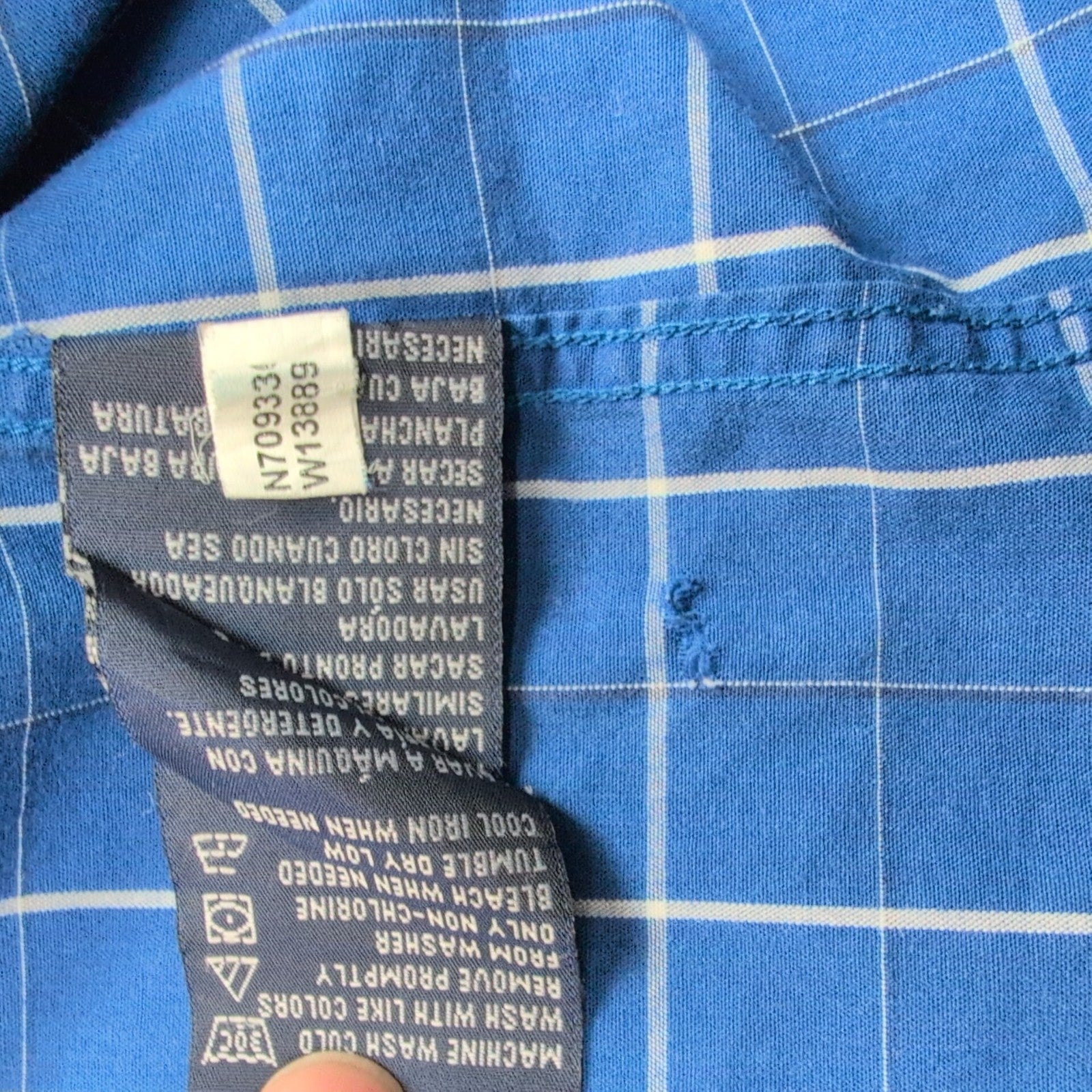 Nautica chemise bleu carreaux blancs logo brodé taille XXL 100% coton