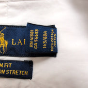 Chemise Ralph Lauren XS Blanche Logo Bleu Marine Manches Longues