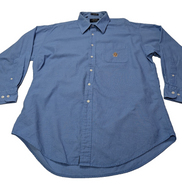 Chemise CHAPS vintage bleu uni logo brodé manches longues homme taille XL