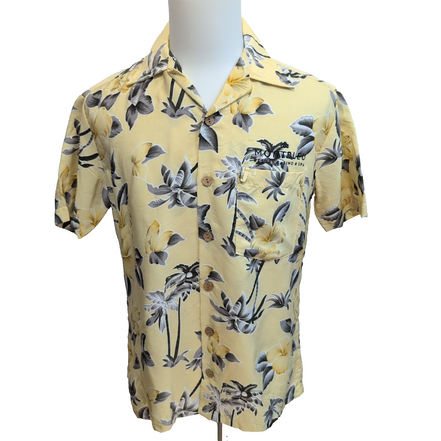 Chemise Hawaïenne Roundy Bay S Jaune Boutons Bois Casino Spa Palme