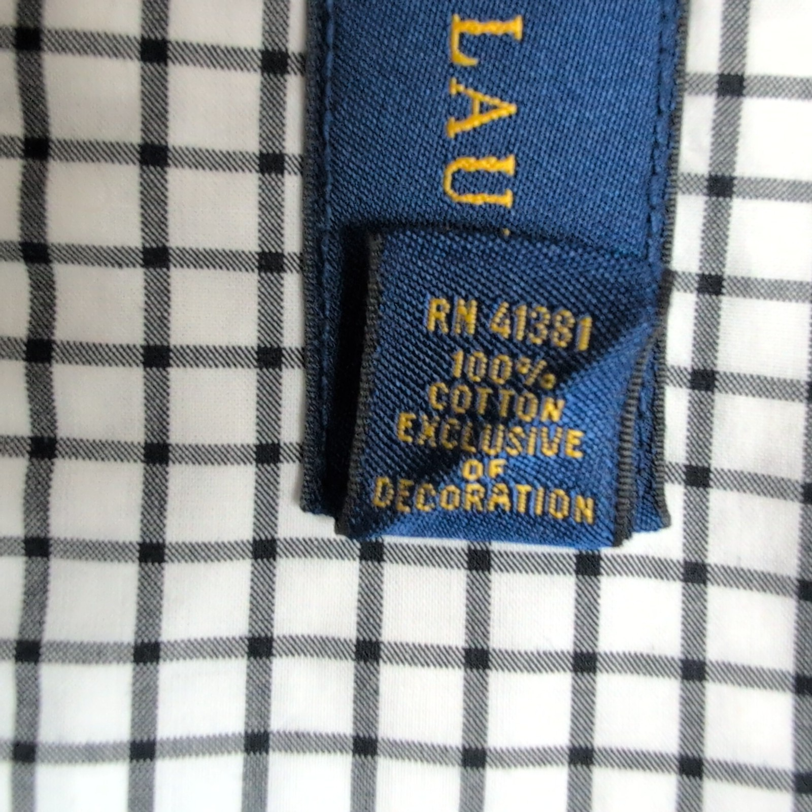Chemise Ralph Lauren Taille L Carreaux Noir Blanc 100% Coton Logo Noir