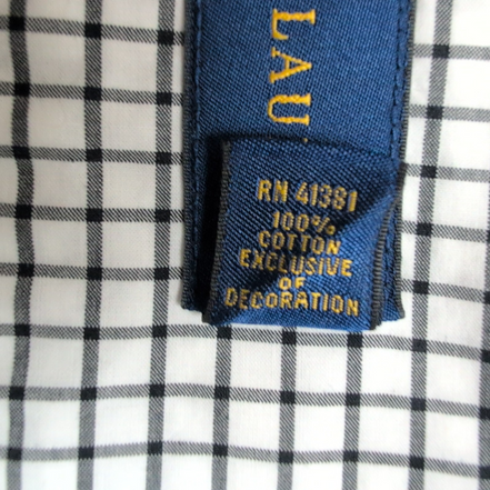 Chemise Ralph Lauren Taille L Carreaux Noir Blanc 100% Coton Logo Noir