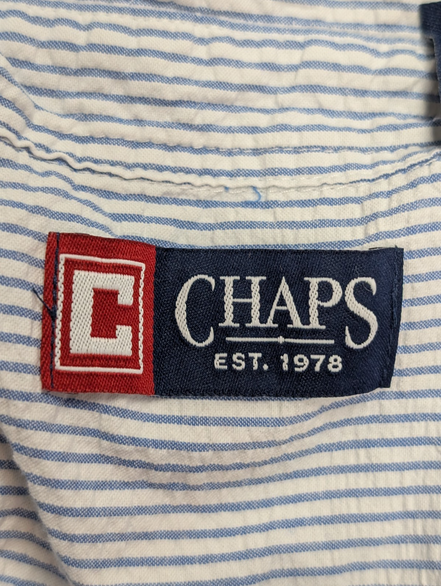 Chemise Chaps manches courtes bleu à rayures taille L #237msch