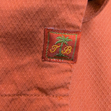 Chemise Hawaïenne Tommy Bahama Soie Orange Brodée Dos XL Tropical